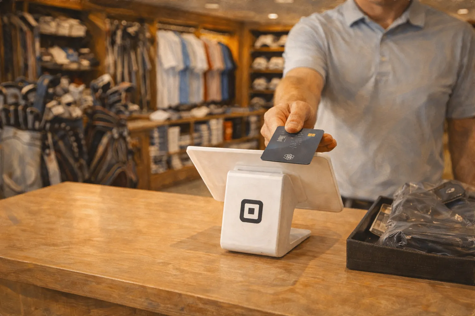 A professional golf pro shop with payment terminal